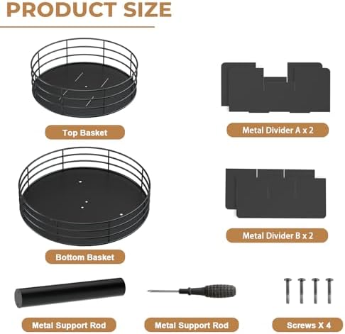 Snack Organizer - Versatile Snack Storage 2 Tier Lazy Susan with Convenient Grab-and-Go Design, Metal Snack Holder for H