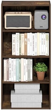Furinno Basic Book Shelf, 4-Tier Bookcase with Open Shelf, Bookshelf, Cube Storage Organizer, 7 x 17 x 35, for Living Ro