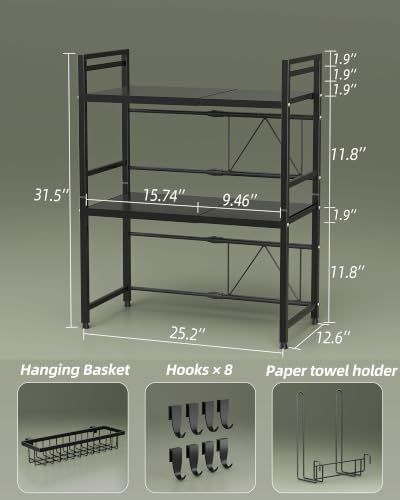NETEL 3 Tier Expandable Microwave Stand countertop,Microwave Oven Rack