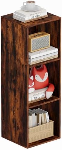 Book Shelf, Wooden Cube Storage Organizer with 11" Open Cubes, Stackable Bookcase for Room Divider Storage, 3 Tier Books