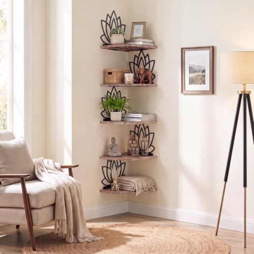 4 Tier Black Lotus Wall Mount Corner Shelves Floating Corner