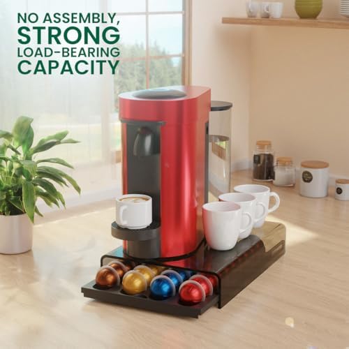 Storage Drawer for Nespresso Vertuo Coffee Pod Holder for Counter Acrylic Coffee Capsule Organizer - 40 Pods