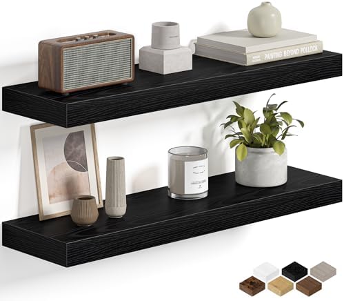 Fun Memories Floating Shelves for Wall 24 Inch, Set of 2 – Wall-Mounted Storage & Display Shelf with Invisible Bracket, 