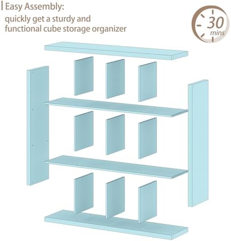 furtble 12-Cube Storage Organizer, Modern White Bookcase for Bedroom, Multifunctional Display Cube Bookshelf for Living 
