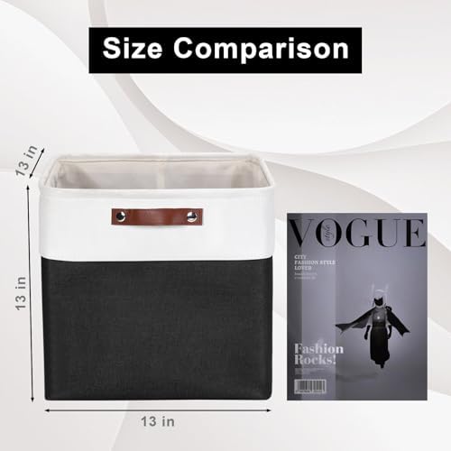 Bagnizer 13x13 Cube Storage Bins, Collapsible Fabric Storage Box, 4 Pack Closet Baskets with Handles for Organizing, She