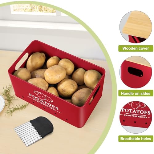 Kitchen Vegetable Storage Set of 3, Metal Onion Garlic Potato Storage Set, Kitchen Canisters Vegetable Keeper Containers