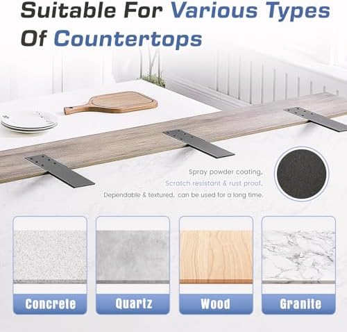 Countertop Support Brackets Heavy Duty 4 Pack 1/4" Thick 16 Inch Flat Hidden Knee Wall Countertop Bracket for Granite Qu