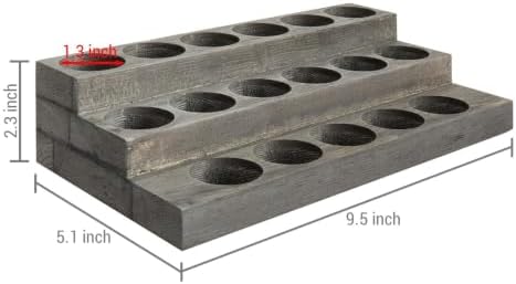 MyGift Gray Wood 3 Tier Essential Oil Display Stand, 17 Bottle Rack