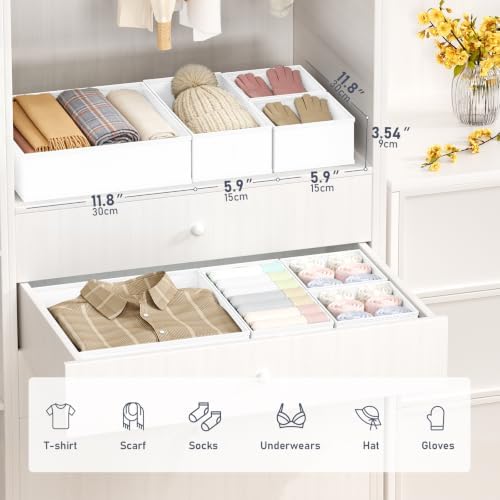 DIMJ Drawer Organizer Clothes Storage - 26 Pack Baby Dresser Organizer for Nursery, Foldable Closet Drawer Organizer Bins for Bedroom Organization, Fabric Storage Dividers for Socks, Underwears,White