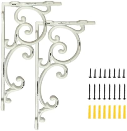 Heavy Duty 8.1"x4.4" Vintage Brackets for Floating Shelves & Kitchen Storage, 8 inch Cast Iron Shelf Brackets - Industri