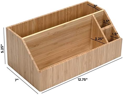 MobileVision Bamboo Make Up Organizer & Cosmetic Holder, Storage on Vanity Counter or Bathroom, Multiple Compartments