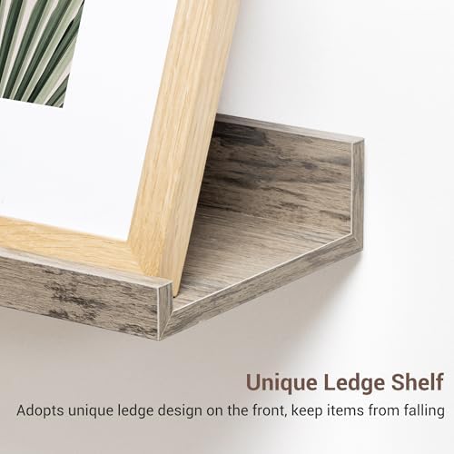 Axeman Picture Ledge Shelf, 24 Inch Grey Floating Shelves Set of 3