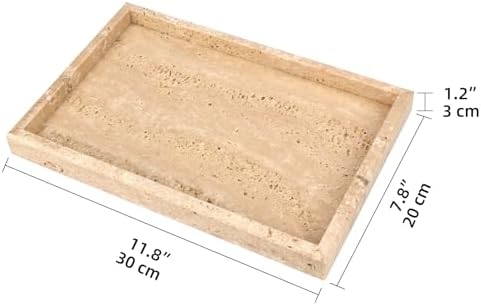 Marble Bathroom Vanity Tray, Travertine, 12"x 8" x1.2"