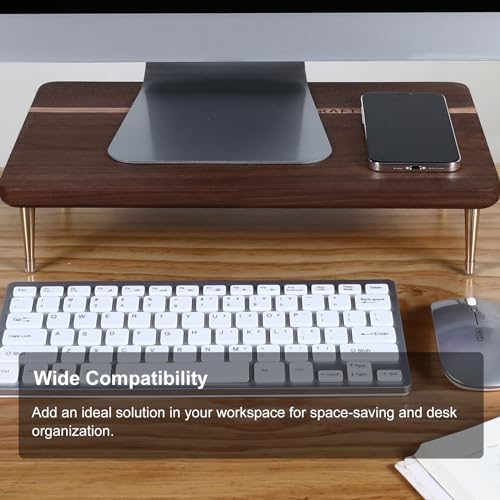 Wood Monitor Stand Riser -Desk Stand Wood for Computer/Laptop/TV Printer - Monitor Arms & Stands Desk Riser for Office O