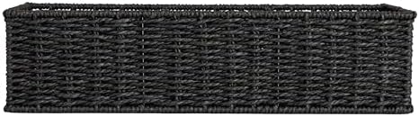 Household Essentials Handwoven Paper Rope Rectangular Storage Basket, Black