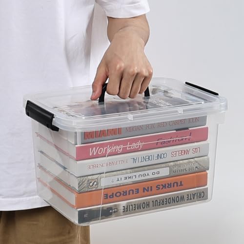 12 Quart Plastic Storage Bins with Lids, Plastic Storage Latch Box with Handle, 6 Packs