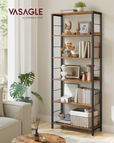 VASAGLE 6-Tier Bookshelf, Bookcase with Shelves, Storage Shelf, Living Room