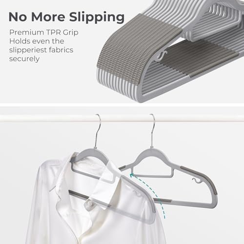HOUSE DAY Slim Plastic Hangers 30 Pack, Non Slip Gray Clothes Hangers