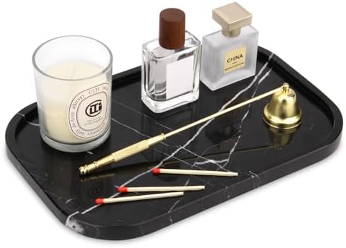 Marble Bathroom Vanity Decorative Tray, Black Marquina, 12 * 8 * 0.8