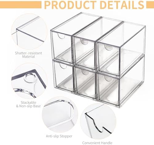 6-Piece Stackable Desktop Plastic Storage Drawer