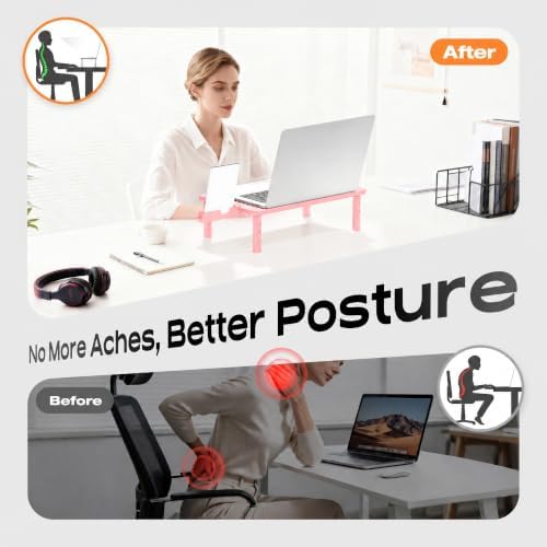 Computer Monitor Stand Riser for Desk, 3 Height Adjustable PC Laptop TV Desktop Monitor Stand Shelf, Metal Printer Table