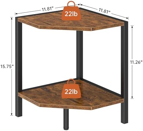 Creso hom Corner Shelf Stand, 2 Tier Industrial Corner Bookshelf