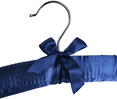 Blue Satin Padded Sweater Hangers 10 Pack, Blouse Hanger with Thick & Soft Foam for Bridal Wedding Dress Lingerie, Smoot