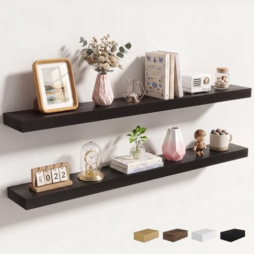 Axeman 48Inch Floating Shelves for Wall, 2 Packs, Invisible Brackets, Black