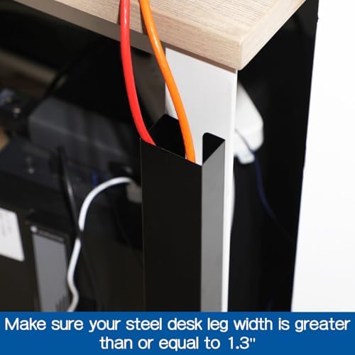 Blulu 1 Pack Steel Magnetic 14 Inch Cable Management Channel for Under Desk Leg Vertical Wire Hider Cover Cable Desk Org