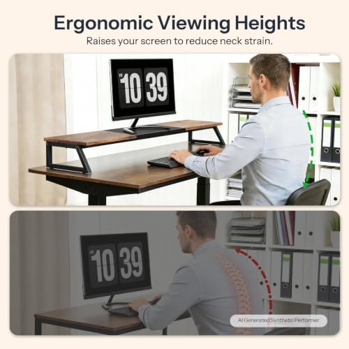 HOOBRO Dual Monitor Stand Riser, 39 Inch Large Computer Monitor Stand for 2 Monitors, Computer Monitor Riser, Desk Shelf