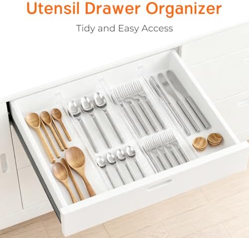 8 Pack 2.36" High Shallow Drawer Dividers, 12.5"-21.3" Expandable