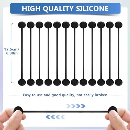 Magnetic Cable Ties 24 Pack, Reusable Silicone Cord Organizers with Strong Magnet, Cable Management for Home Office Trav