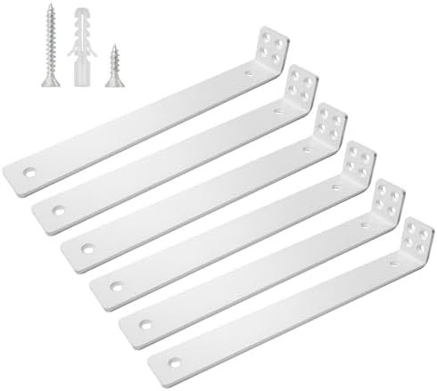 Shelf Brackets 12 inch, Heavy Duty Shelf Bracket 6 Pack L Brackets White Metal Wall Bracket for Shelves Support Bracket 