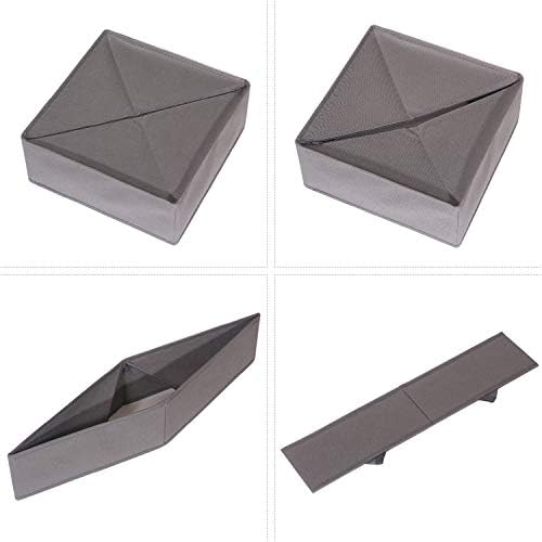 DIOMMELL 4 Pack Foldable Cloth Storage Box Closet Dresser Drawer Organizer Fabric Baskets Bins Containers Divider for Clothes Underwear Bras Socks Lingerie Clothing, M Grey 22-0000