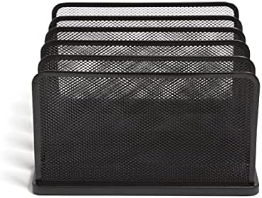 TRU RED Wire Mesh File Organizer, 5-Compartment, Matte Black