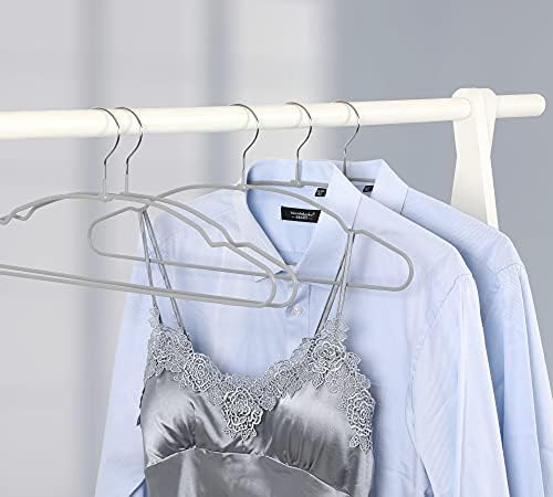 TOPIA HANGER Metal Hangers 30 Pack, Non Slip Clothes Hangers Space Saving, Heavy Duty Rubber Coated Wire Hanger for Coat, Shirt, Dress, Pants-Grey, CT12G30