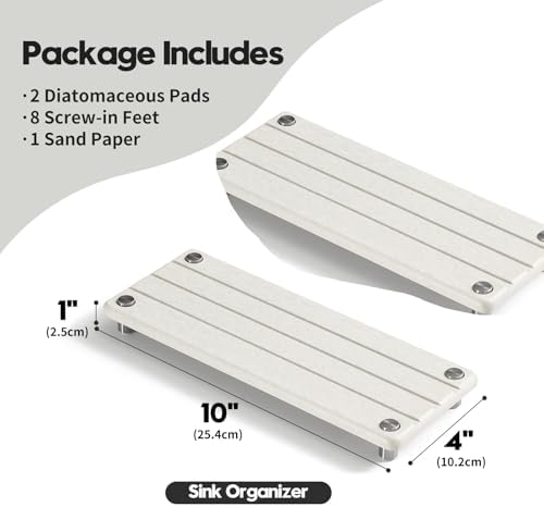 Razborci 2 Pack Fast Drying Water Absorbing Diatomite Stone Mat Tray for Kitchen & Bathroom Counter - Instant Dry Sink C