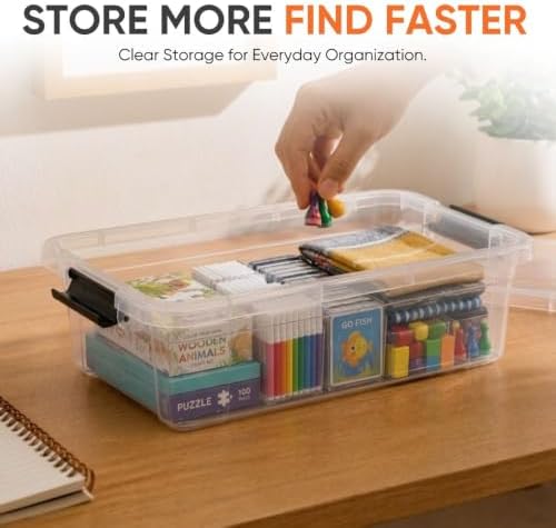 Superio 13.7 Quart Clear Plastic Storage Bin with Lid, Stackable Organizer Box, BPA-Free Storage Container for Home, Gar