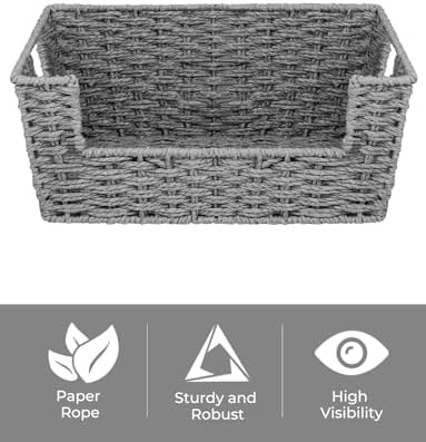 StorageWorks Pantry Baskets for Organizing, Woven Baskets, Round Paper Rope