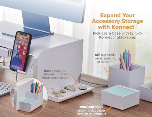 Bostitch Konnect Adjustable Monitor Riser with Drawer, Cell Phone Stand & Pencil Holder, Laptop Stand for Desk, 4 Height