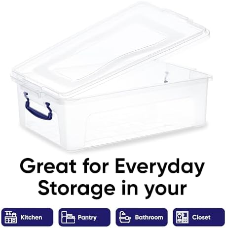 Superio Clear Storage Box with Lid, Plastic Container Bin for Organizing, Stackable Crate, BPA Free, Non Toxic, Odor Fre