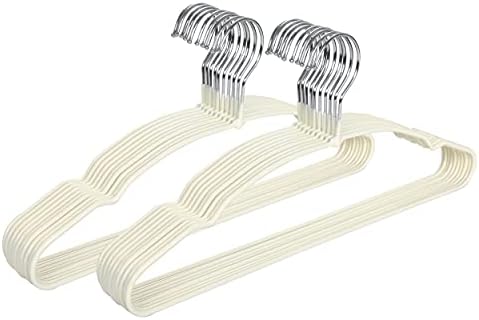 TOPIA HANGER Metal Hangers 20 Pack, Adult Clothes Hangers Space Saving & Non Slip Rubber Coated, Heavy Duty Wire Hanger for Coat,Shirt,Strap Dress,Ivory-CT12I