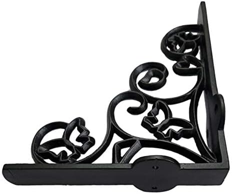 Adonai Hardware "Hallelujah" Black Antique Iron Shelf Bracket (Supplied as 2 Pieces per Pack) - Black Powder Coated