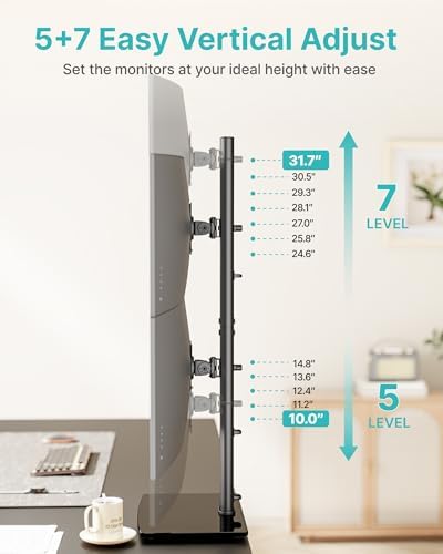 Pegzone Vertical Dual Monitor Stand for 17–34 Inch Screens, Tabletop