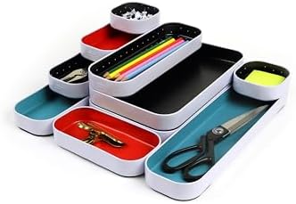 Three by Three Seattle Metal Drawer Organizer Tray Set, 10-Pc, 1" (Multi)