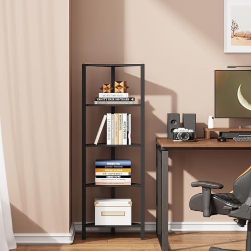 TUTOTAK Corner Shelf, 5-Tier Corner Bookshelf for Small Space