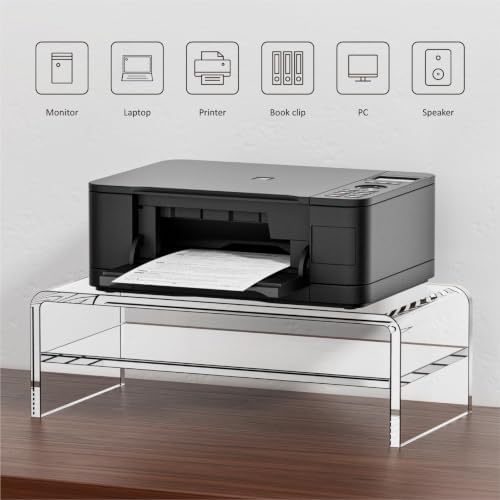 Egchi Acrylic Monitor Stand, 2 Tiers Clear Monitor Riser Computer Stand for Office, Home, Office, 5.12 Inches Hight PC D