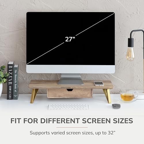 Anji Mountain Monitor Stand for Desk - Desktop Organizer & Laptop Riser, Ergonomic Monitor Riser, Space-Saving, Durable,