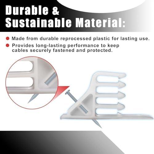 100 Pack Cable Stackers with Steel Nails, White Electrical Wire Clip Set