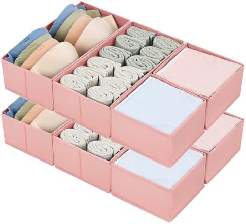 DIMJ Drawer Organizers for Clothing, Set of 8 Dresser Drawer Organizers, Fabric Closet Organizers and Storage, Drawer Di